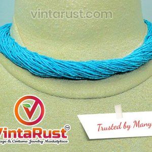 Handmade Turquoise Beaded Choker Necklace: Multi-Layer Ethnic Jewelry